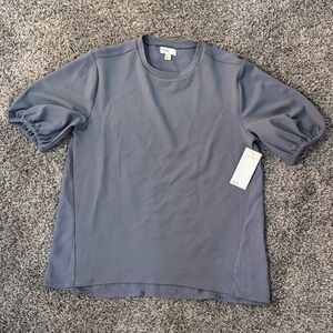 NWT Women's Slate Blue Puff Sleeve Blouse size xs